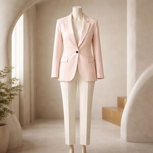 Zara Straight-Cut One Button Blazer Pink/Blush Womens Size Small NOWT